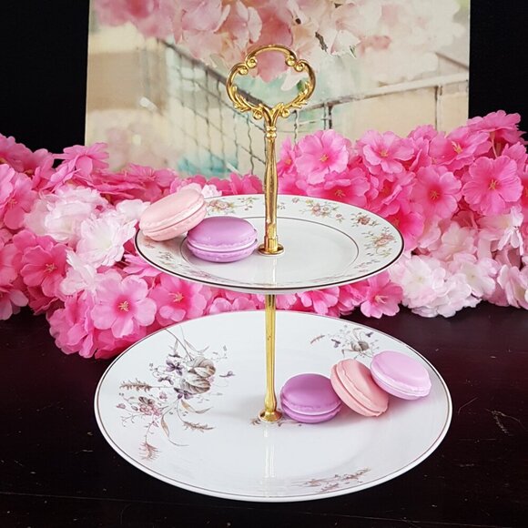 Handmade 2 Tier Stand Ceramic Jewelry Trinket Tray Tea Party  Christmas Gift - Picture 2 of 7